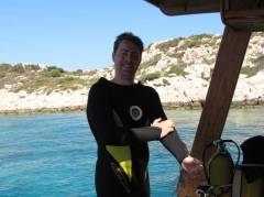 Putting on the diving suit