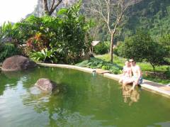 The water looks very green, but it is fresh from a private spring and has the perfect temperature to cool down
