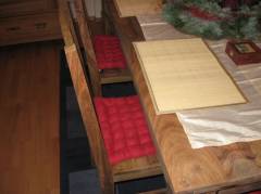 Detail of the chairs with something soft to sit on