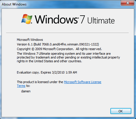 Windows 7 - Build 7068